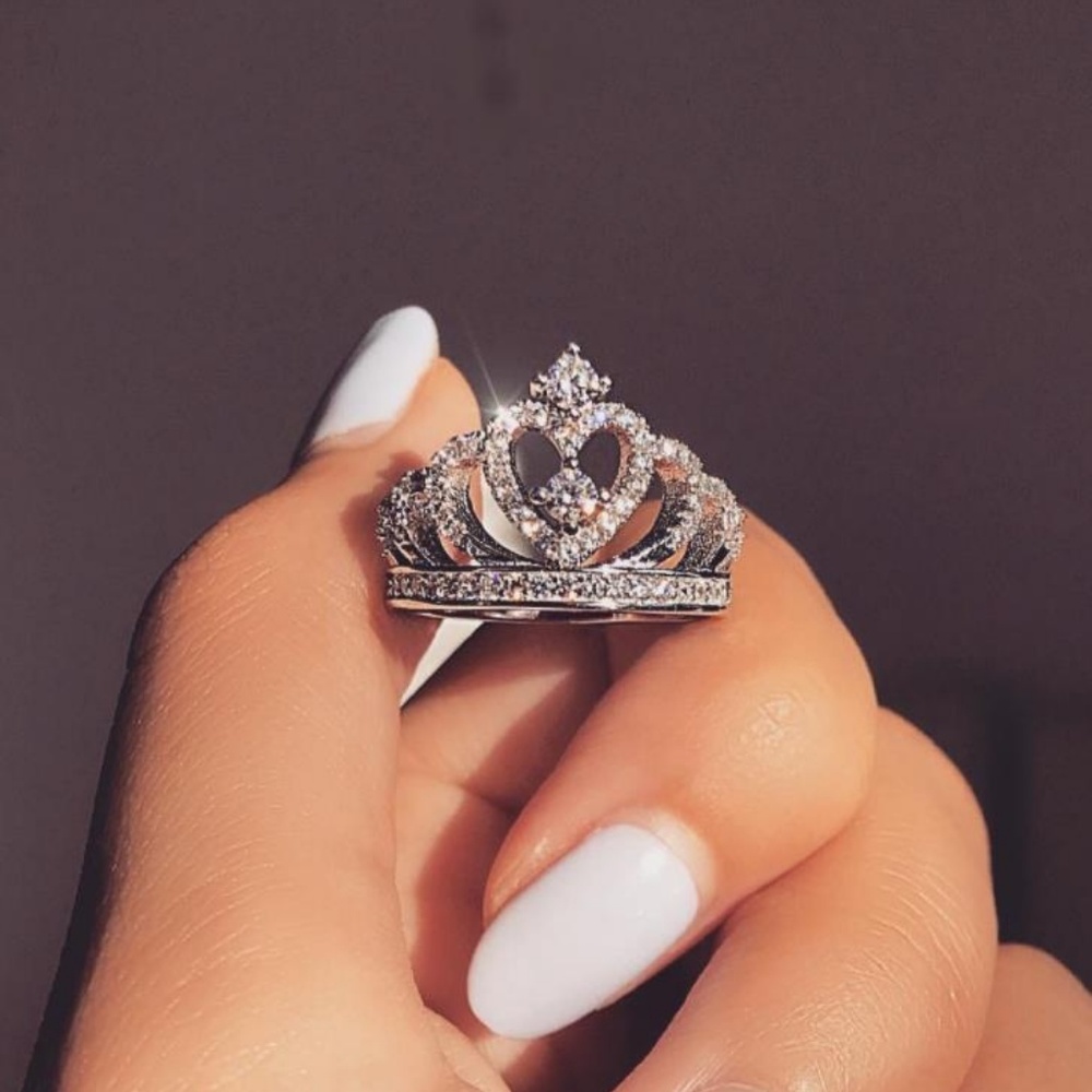 NEW 925 Sterling Silver Diamond Crown Ring - Picture 4 of 6